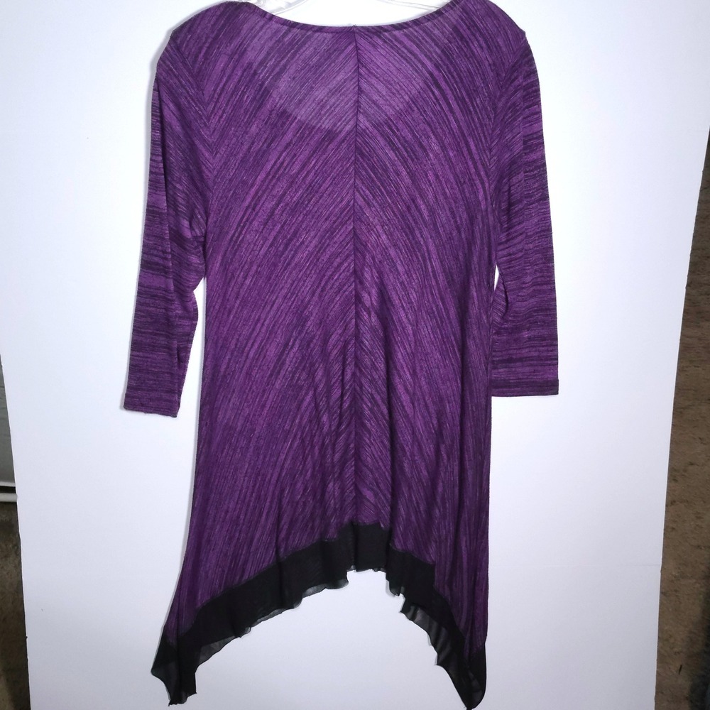 Cable & Gauge XL Purple Tunic Top 3/4 Sleeve Asymmetrical Hem Blouse Casual - Picture 3 of 11